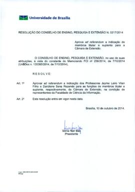 Resolução do Conselho de Ensino, Pesquisa e Extensão nº 0217/2014