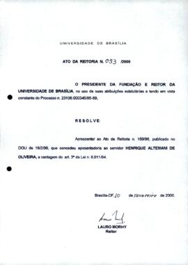 Ato da Reitoria nº 0093/2000