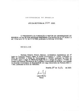 Ato da Reitoria nº 1534/2003