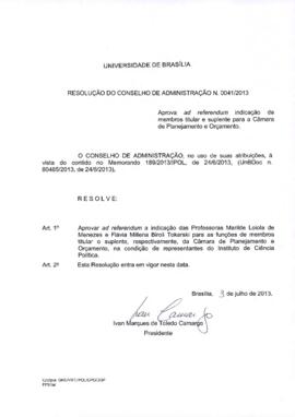 Resolução do Conselho de Administração nº 0041/2013