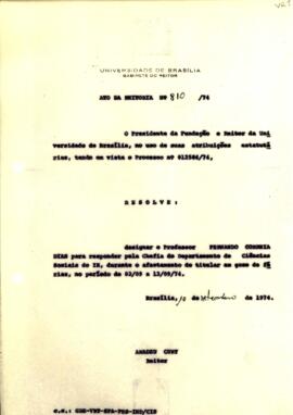 Ato da Reitoria nº 0810/1974