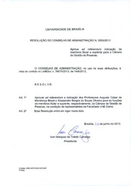 Resolução do Conselho de Administração nº 0009/2013