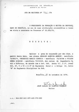 Ato da Reitoria nº 0752/1976