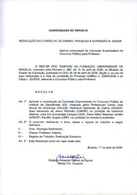 Resolução do Conselho de Ensino, Pesquisa e Extensão nº 0045/2008