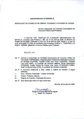 Resolução do Conselho de Ensino, Pesquisa e Extensão nº 0064/2008