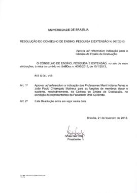 Resolução do Conselho de Ensino, Pesquisa e Extensão nº 0067/2013