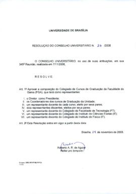 Resolução do Conselho Universitário nº 0026/2008