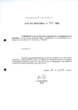 Ato da Reitoria nº 0934/2001