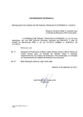 Resolução do Conselho de Ensino, Pesquisa e Extensão nº 0180/2012
