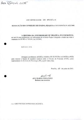 Resolução do Conselho de Ensino, Pesquisa e Extensão nº 0022/2001