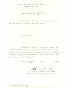 Ato da Reitoria nº 0115/1985