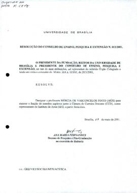 Resolução do Conselho de Ensino, Pesquisa e Extensão nº 0012/2001