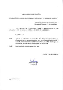 Resolução do Conselho de Ensino, Pesquisa e Extensão nº 0091/2013