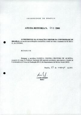 Ato da Reitoria nº 0448/2001