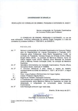 Resolução do Conselho de Ensino, Pesquisa e Extensão nº 0043/2011