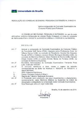 Resolução do Conselho de Ensino, Pesquisa e Extensão nº 0189/2014