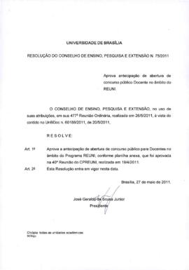 Resolução do Conselho de Ensino, Pesquisa e Extensão nº 0075/2011