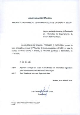 Resolução do Conselho de Ensino, Pesquisa e Extensão nº 0051/2011