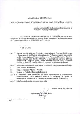 Resolução do Conselho de Ensino, Pesquisa e Extensão nº 0222/2009