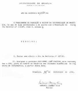 Ato da Reitoria nº 0143/1991