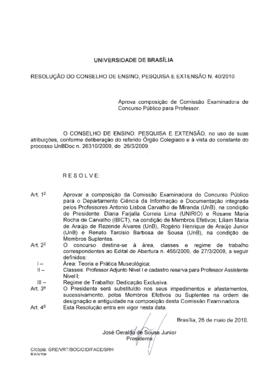 Resolução do Conselho de Ensino, Pesquisa e Extensão Nº 0040/2010