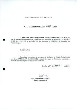 Ato da Reitoria nº 0647/2001