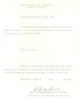 Ato da Reitoria nº 0151/1985