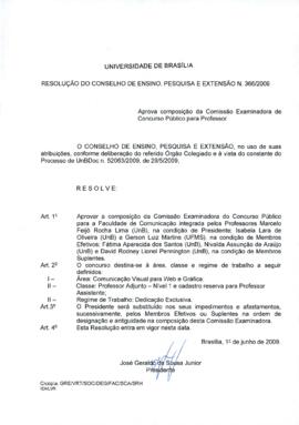 Resolução do Conselho de Ensino, Pesquisa e Extensão nº 0366/2009