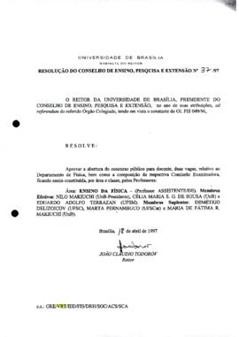 Resolução do Conselho de Ensino, Pesquisa e Extensão nº 0037/1997