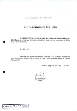 Ato da Reitoria nº 0850/2001