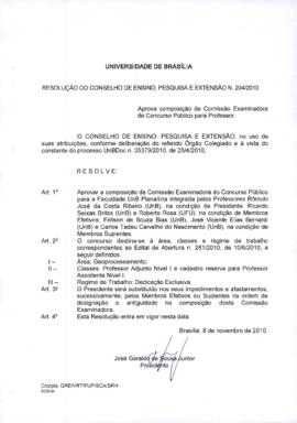 Resolução do Conselho de Ensino, Pesquisa e Extensão Nº 0204/2010