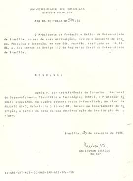 Ato da Reitoria nº 0541/1986