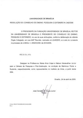 Resolução do Conselho de Ensino, Pesquisa e Extensão nº 0242/2009