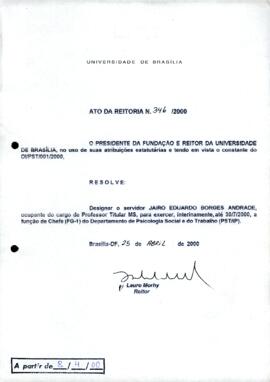 Ato da Reitoria nº 0346/2000