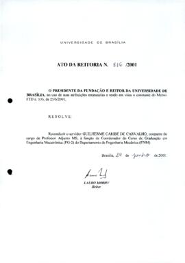 Ato da Reitoria nº 0816/2001