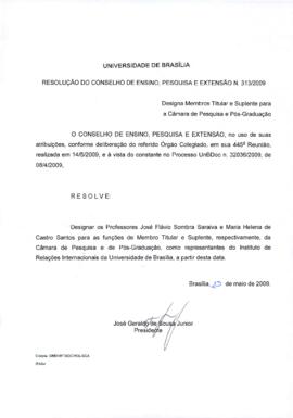 Resolução do Conselho de Ensino, Pesquisa e Extensão nº 0313/2009