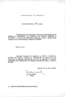 Ato da Reitoria nº 0551/2002