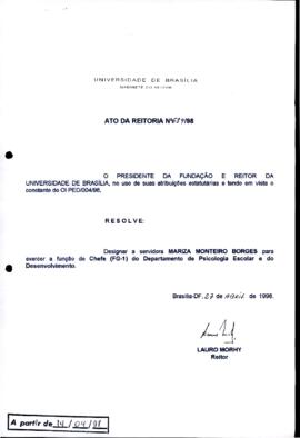 Ato da Reitoria nº 0689/1998