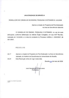 Resolução do Conselho de Ensino, Pesquisa e Extensão nº 0323/2009