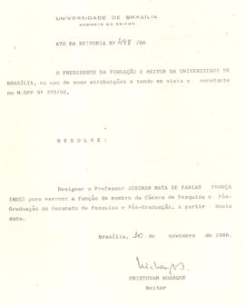 Ato da Reitoria nº 0498/1986