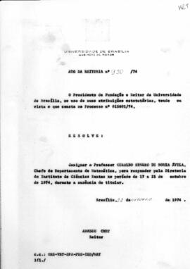 Ato da Reitoria nº 0920/1974