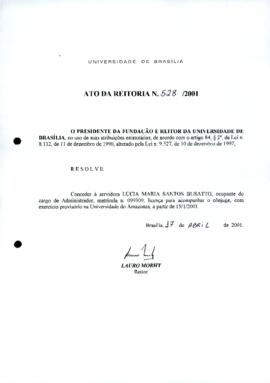 Ato da Reitoria nº 0528/2001