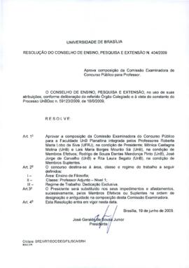 Resolução do Conselho de Ensino, Pesquisa e Extensão nº 0404/2009