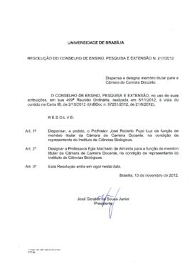 Resolução do Conselho de Ensino, Pesquisa e Extensão nº 0217/2012