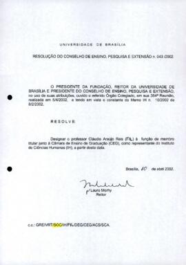 Resolução do Conselho de Ensino, Pesquisa e Extensão nº 0043/2002