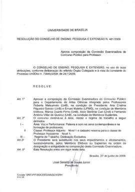 Resolução do Conselho de Ensino, Pesquisa e Extensão nº 0481/2009