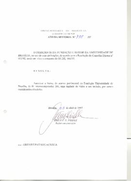 Ato da Reitoria nº 0778/1997