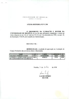 Ato da Reitoria nº 1062/1998