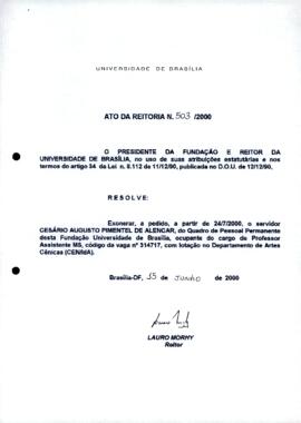 Ato da Reitoria nº 0503/2000