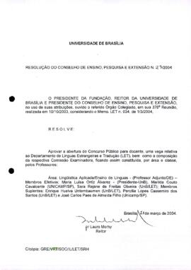Resolução do Conselho de Ensino, Pesquisa e Extensão nº 0023/2004